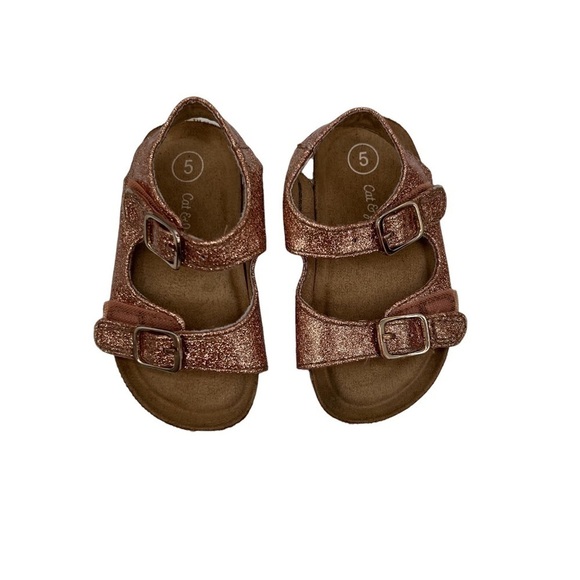 Cat & Jack Rose Gold Ankle Strap Sandals Size 5 Toddler Girl's - Picture 4 of 8